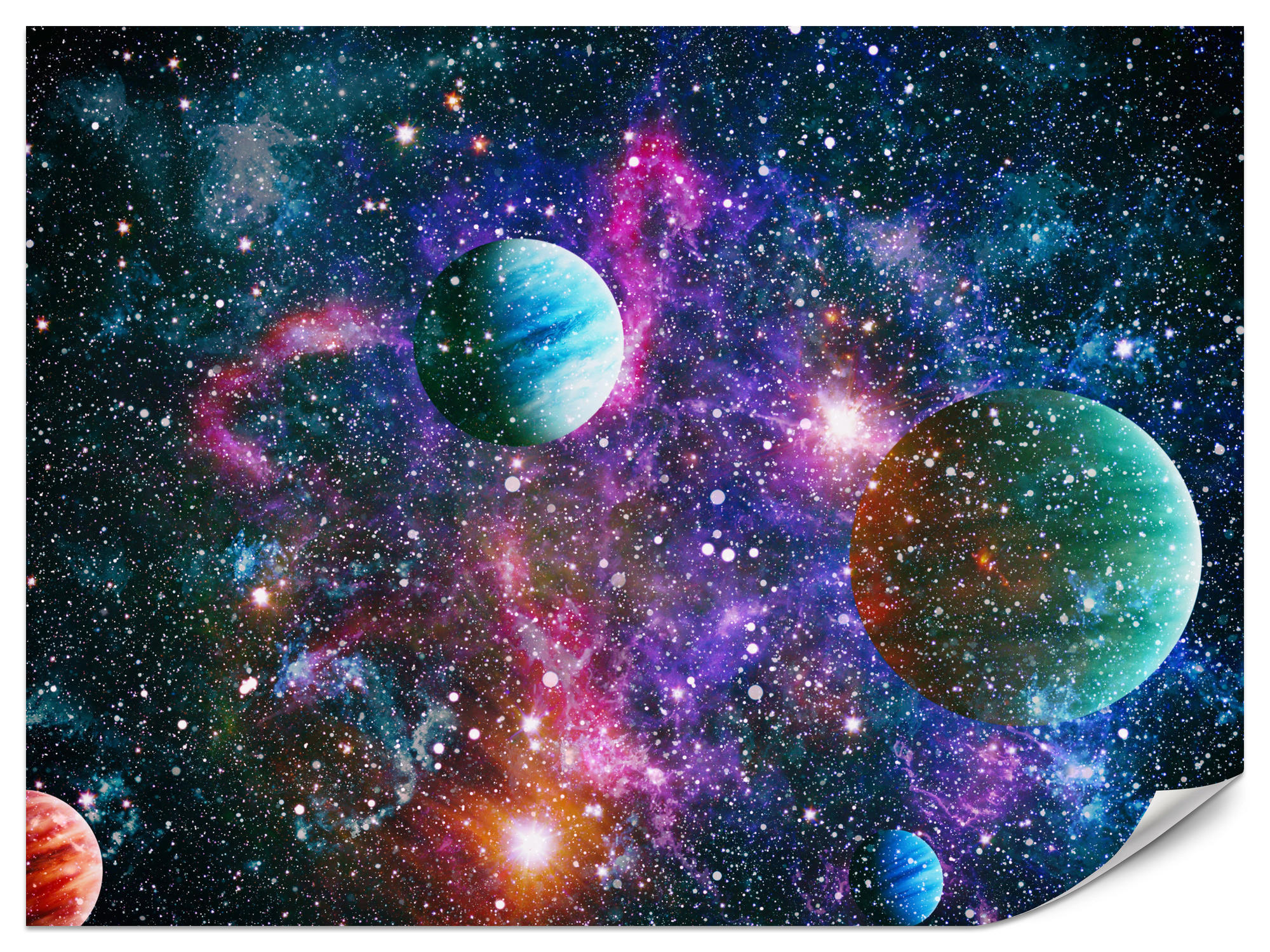 Muralo FOTOTAPETA do Ložnice Barevné Planety Hvězdná Obloha Kosmos 450x315