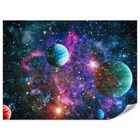 FOTOTAPETE für Schlafzimmer Bunte Planeten Sternenhimmel Kosmos 500x350 - Rot/Violett, Papier (500/350cm) - Muralo