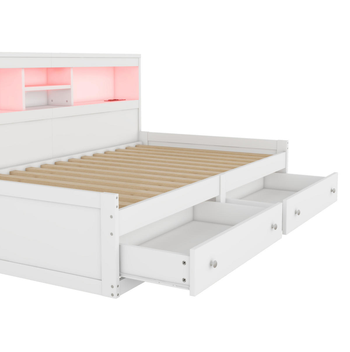 POLSTERBETT 90/200 cm Weiß mit LED-Beleuchtung und USB-Anschlüssen - Weiß, Holzwerkstoff (90/200cm) - Flora Grace