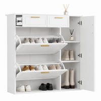 SCHUHSCHRANK mit Schubladen und verstellbaren Regalen 95 x 24 x 107,5 cm Weiß - Weiß, Holzwerkstoff (24/107/95cm) - Beauniv