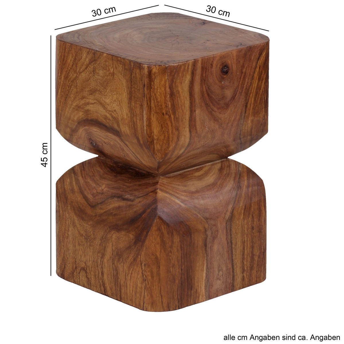 BEISTELLTISCH – Massivholz Natur abgerundete Ecken 30x45x30 cm - Braun, Holz (30/30/45cm) - KADIMA DESIGN
