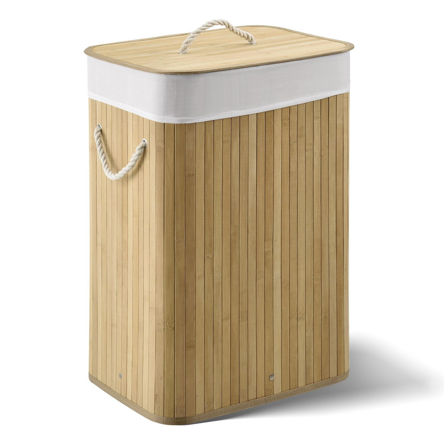 WÄSCHEKORB Curly 72 L natur - Naturfarben, Holz (40/60/30cm) - Juskys