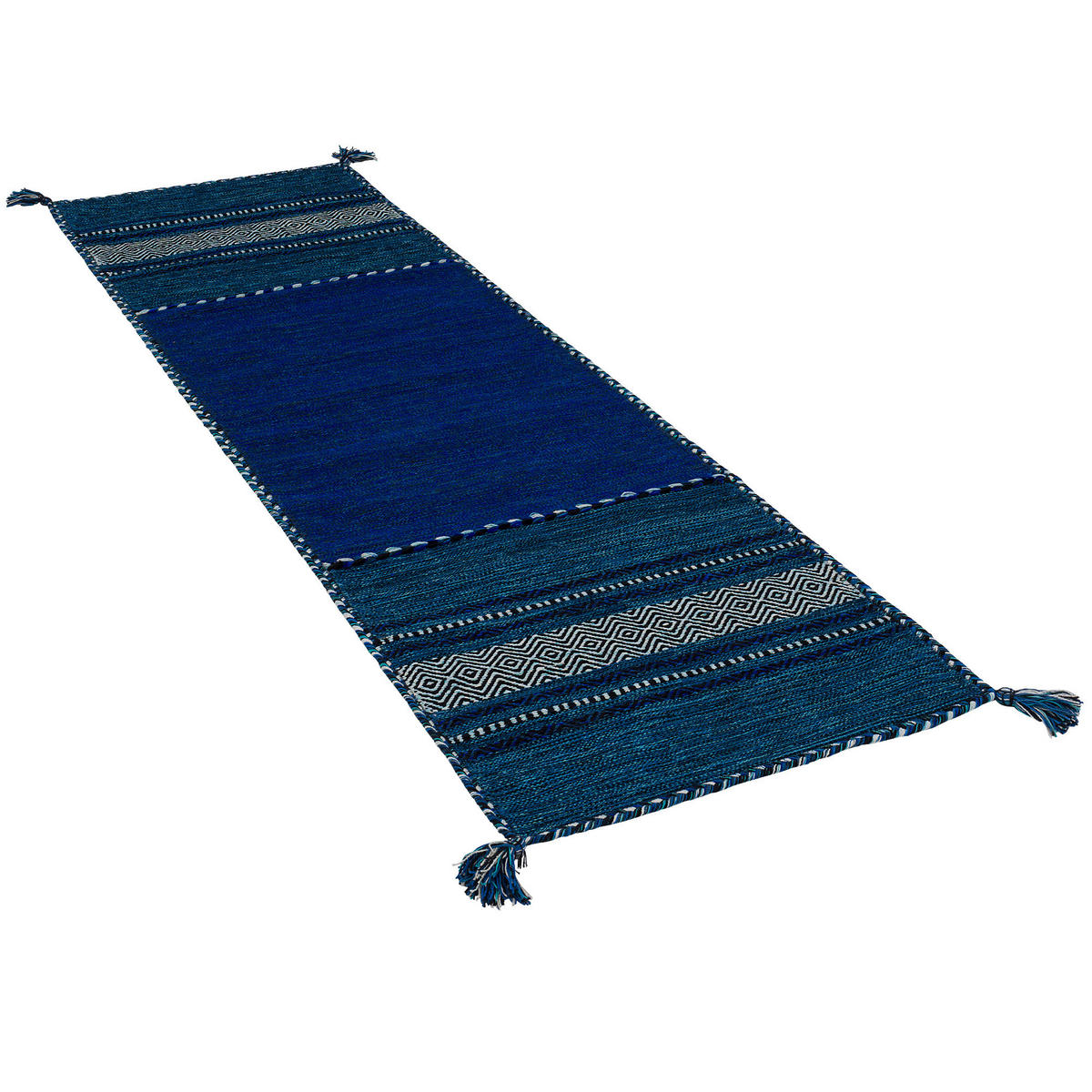 LÄUFER NATUR TEPPICH KELIM NAVARRO - Blau, Textil (70/250cm) - Pergamon