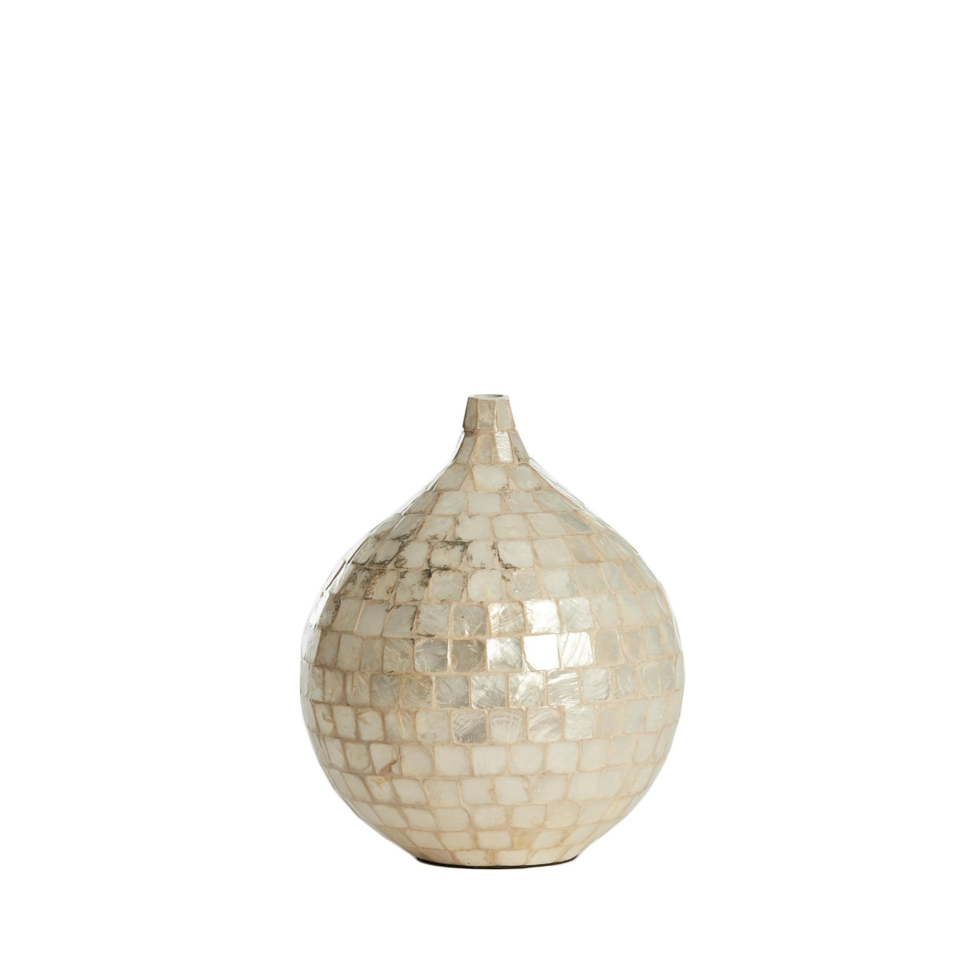 VASE Elorza Weiß 22/22/25 cm - Weiß, Holz (25cm) - Light & Living