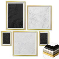 WANDBILDER 5er Set - 50x50 cm & 20x30 cm & 40x60 cm Goldrahmen - Dunkles Licht, glamouröse Marmor - Goldfarben, Kunststoff (40/60cm) - ArtPrintCave