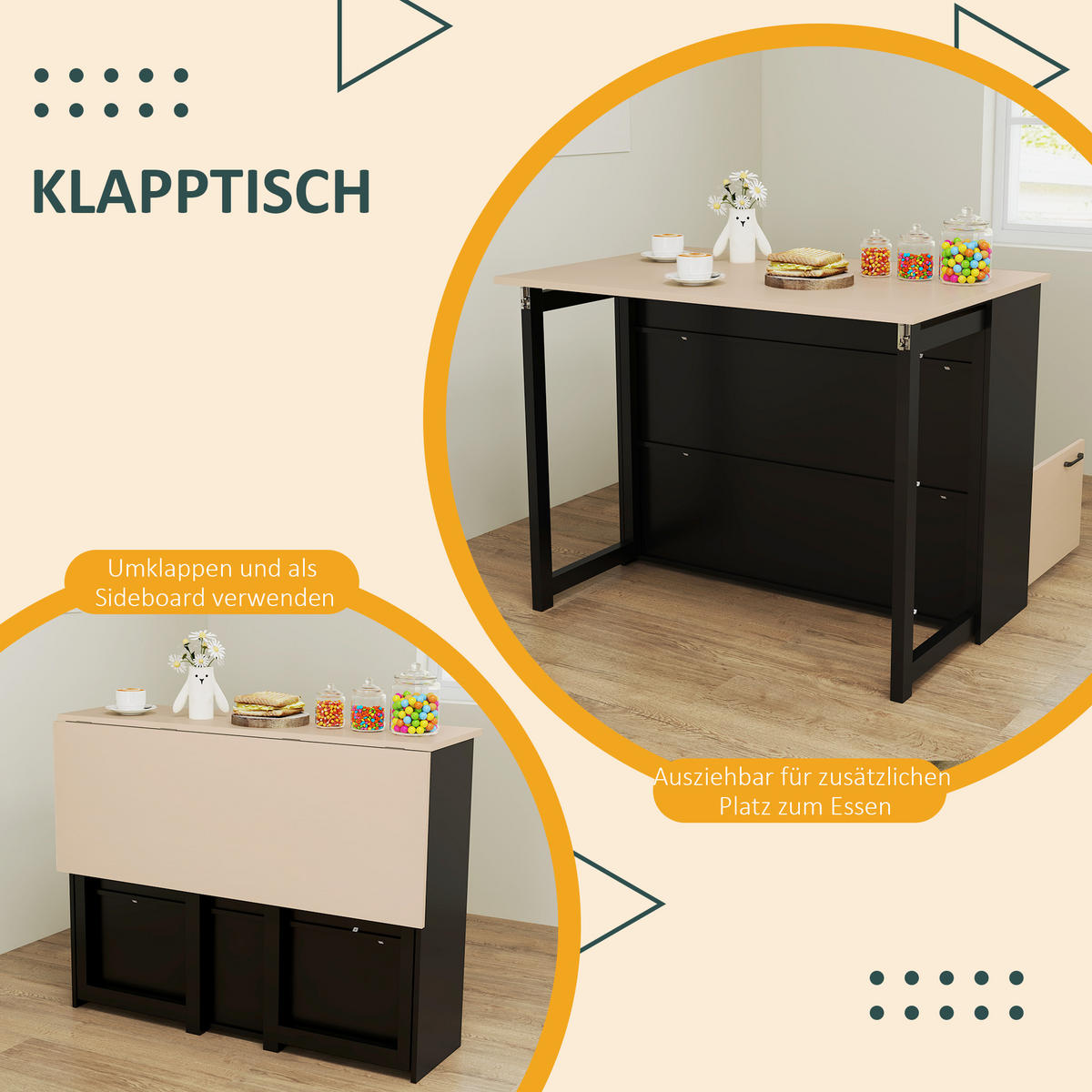 BARTISCH mit Barhocker Set, Schwarz - Multicolor, Holz (116/89.5/70cm) - HOMCOM