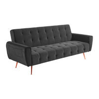 SCHLAFSOFA Klappsofa 3-Sitzer - Samt - Anthrazit - POLANI - Anthrazit, Textil (209/83/83cm) - Vente-Unique