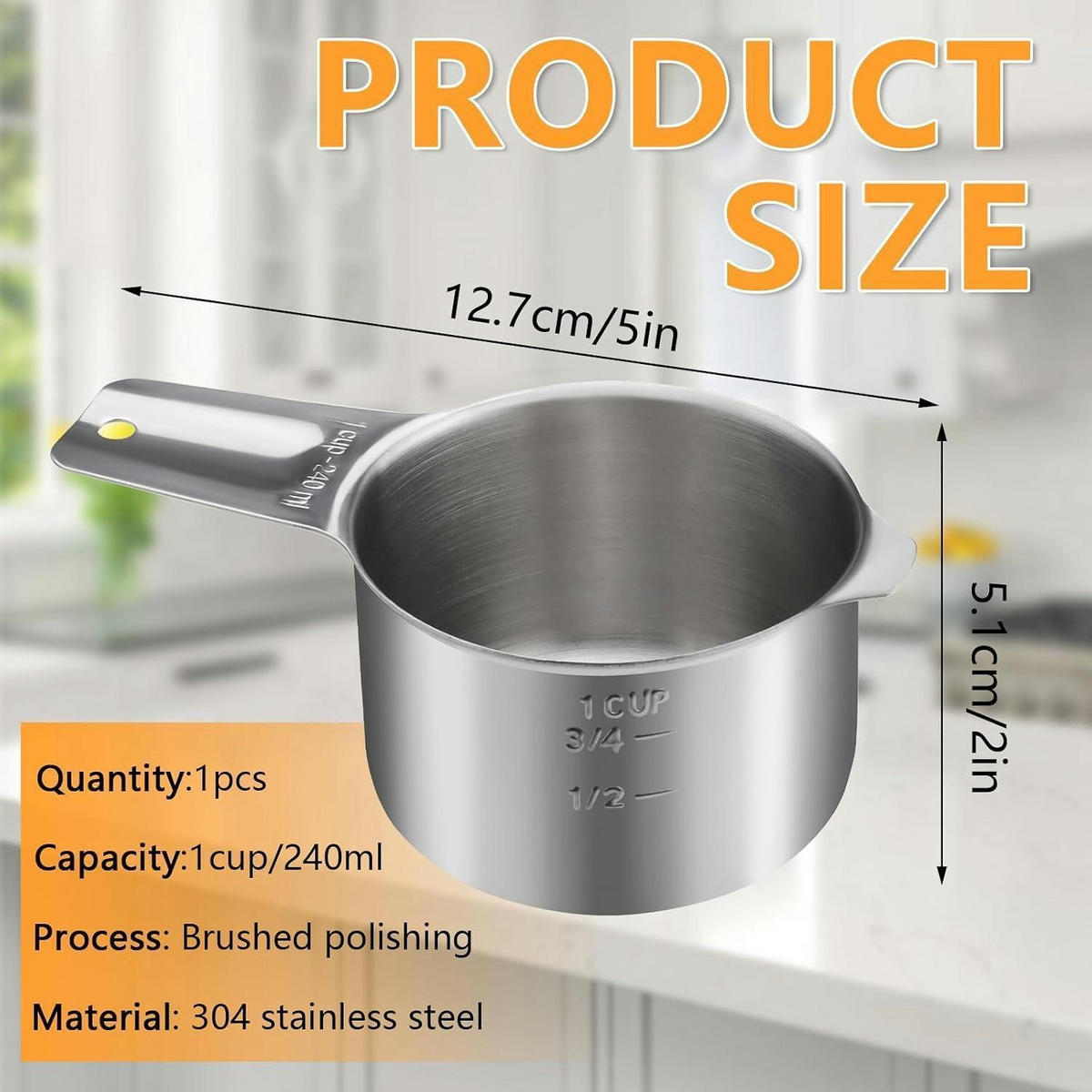 MESSBECHER Edelstahl 240 ml - Silberfarben, Metall (0.24L)