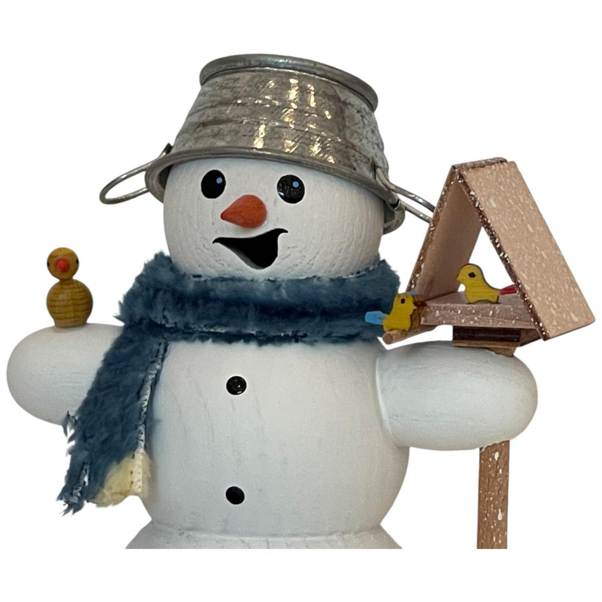 RAUCHFIGUR Schneemann Vogelhaus und Vogel 13 cm - Multicolor, Holz (6/13/10cm)
