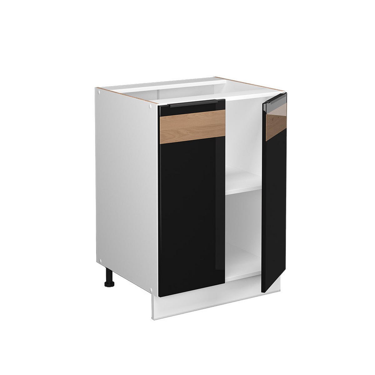 DULAP MIDI Fame-Line Stejar negru lucios/alb 60x82 cm fara blat - alb/negru cu luciu intens, compozit lemnos (60/82/51.6cm) - Vicco