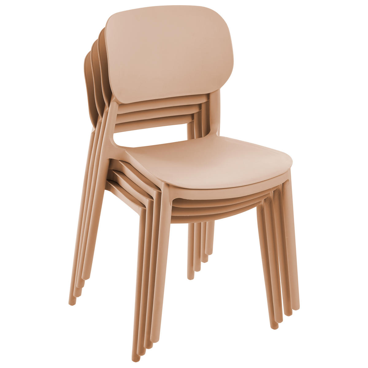 GARTENSTUHL 4er-Set Sandbeige Tupiza - Sandfarben, Kunststoff (47/82/48cm) - Beliani