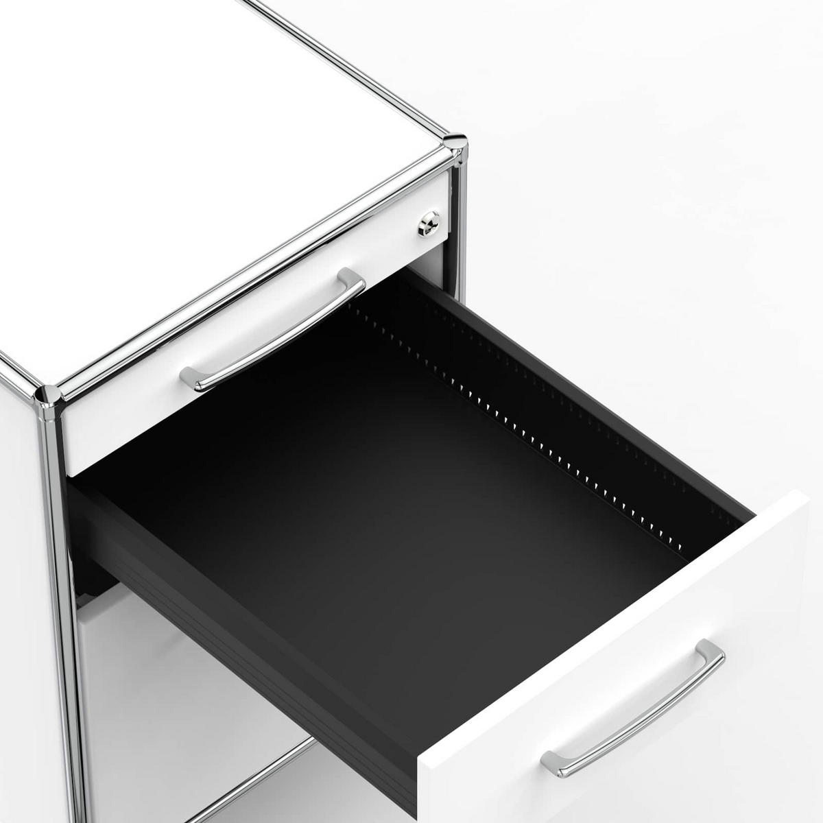 BÜRO-STANDCONTAINER Holz, 60 cm, 3 Schubladen, 1 Hängeregistratur, Weiß - Chromfarben/Silberfarben, Holzwerkstoff/Metall (60/61/60cm) - Versee