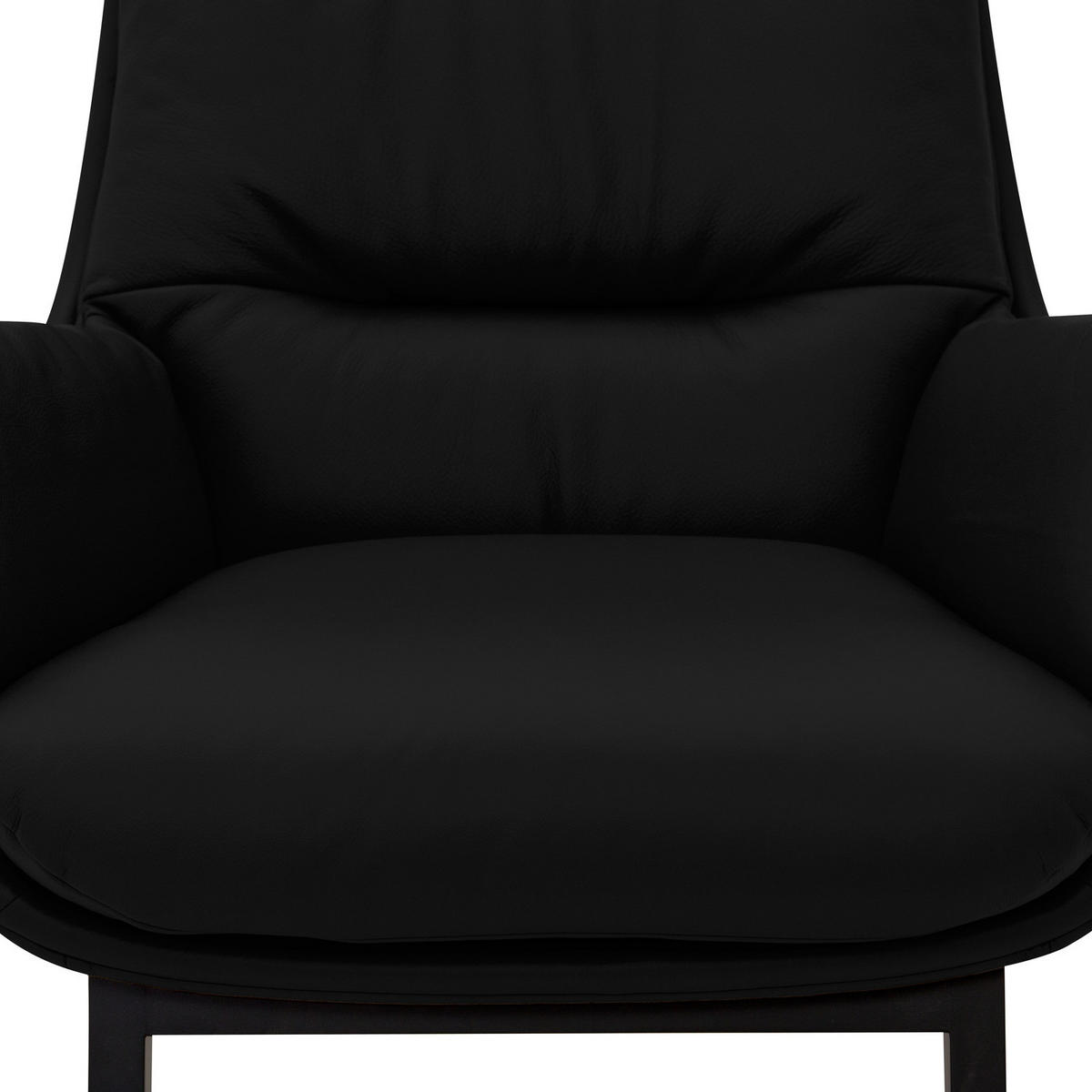 SESSEL mit Holzfüßen - Schwarz, Leder/Eichenholz (83/95/97cm) - home24