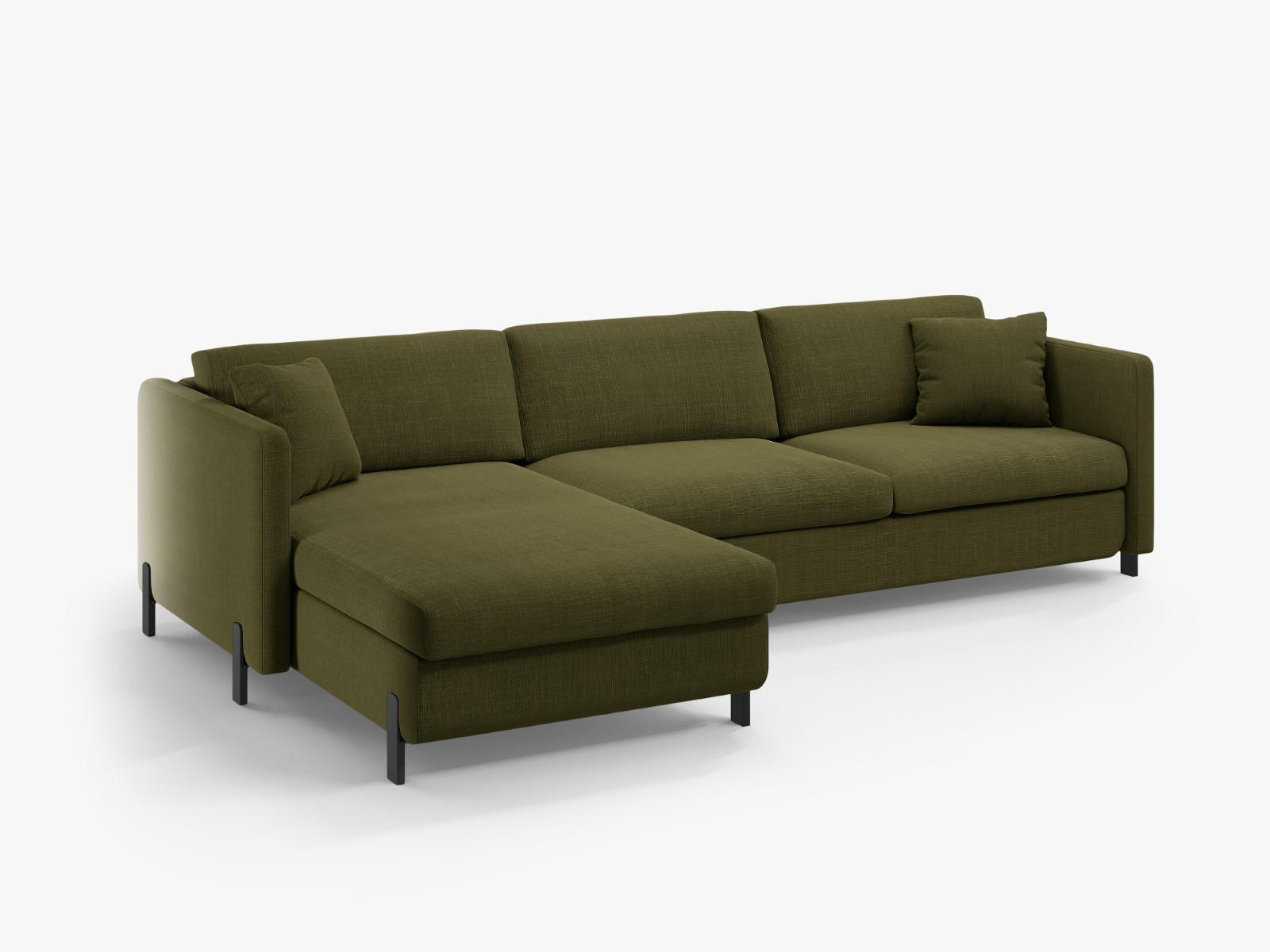 ECKSOFA ausklappbar links mit Container Gloria aus strukturiertem Stoff grün 5 Sitzplätze - Grün, Textil (170/280cm) - Micadoni
