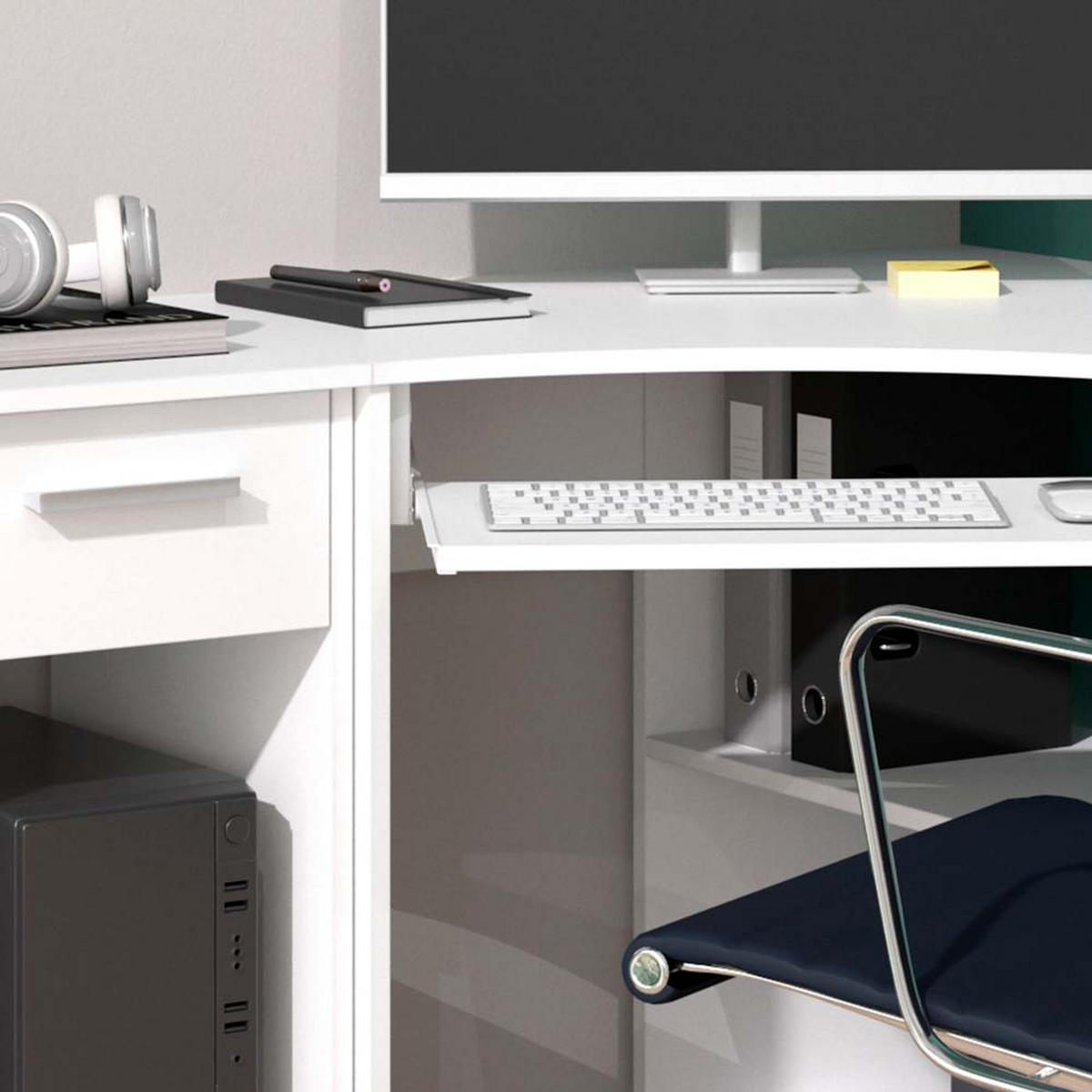 ECKSCHREIBTISCH Odin Weiß 83 x 76 cm Set mit PC-Schrank - Weiß, Holzwerkstoff (76/83/77cm) - Vicco