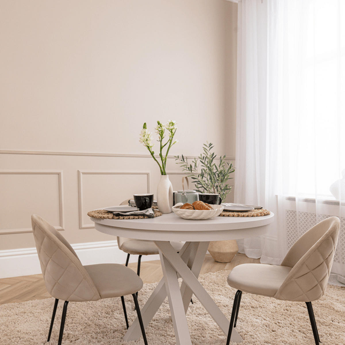 AUSZIEHTISCH Malumi MM-12 100-140 x 100 x 75 cm Kaschmir - Kaschmir, Holzwerkstoff/Metall (100/100/75cm) - Koseto