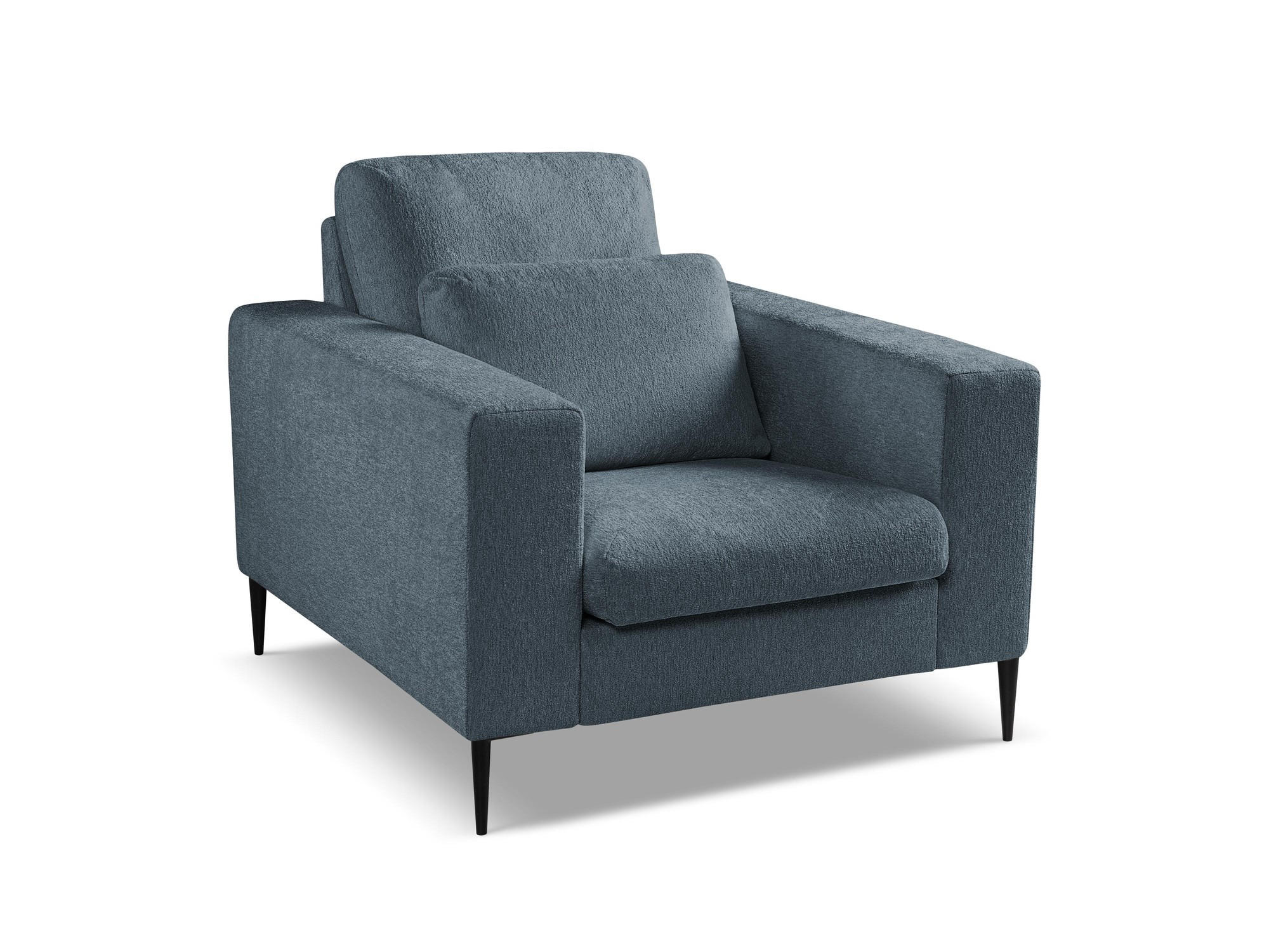 SESSEL Chenille Stoff Blau - Blau/Schwarz, Holzwerkstoff/Textil (93/88/105cm) - Makamii