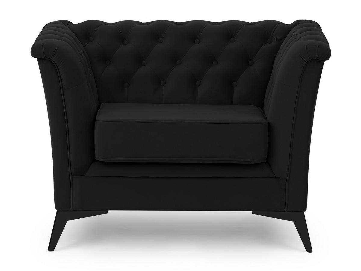 CHESTERFIELD-SESSEL Whitby Schwarz Samt mit schwarzen Füßen - Schwarz, Holz/Textil (116/78/82cm) - S-Style Möbel