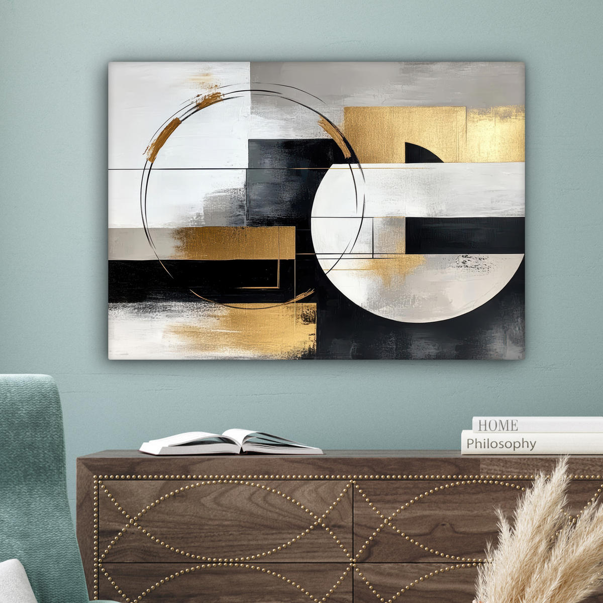 OBRAZ NA PLÁTNE Abstraktné - Zlato - Striebro - Tvary - Estetické 80x60 cm - viacfarebná, textil (80/60cm) - MuchoWow