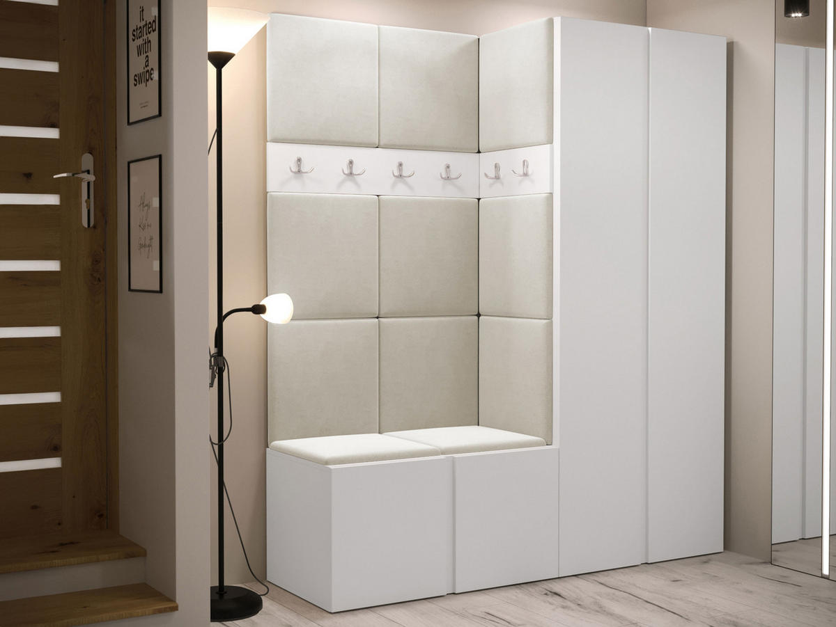 GARDEROBEN-SET Orion III - Beige/Weiß, Holzwerkstoff/Kunststoff (158/186/46cm) - MIRJAN24