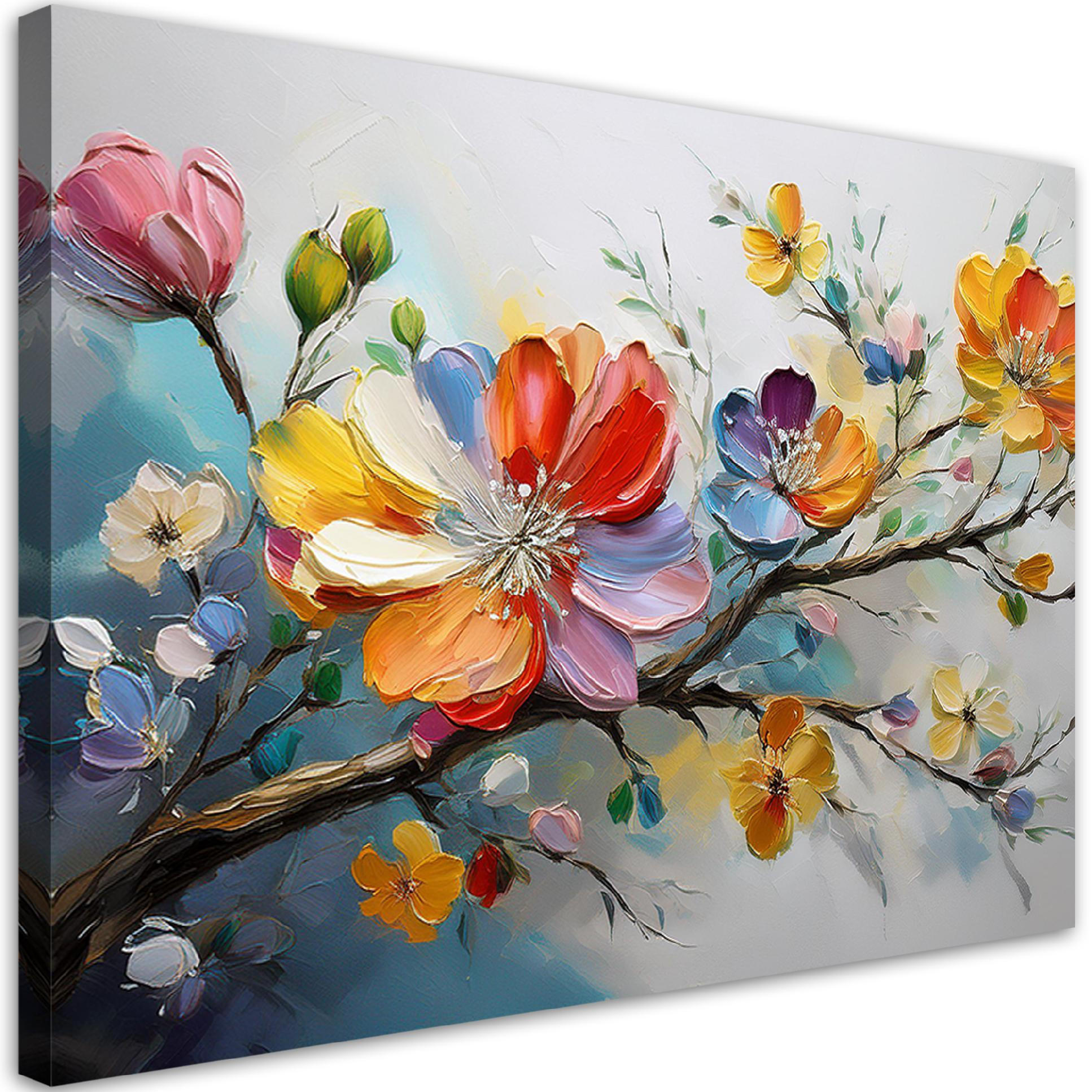 WANDBILD bunte blumen abstraktion - Multicolor, Textil (60/40cm) - Feeby