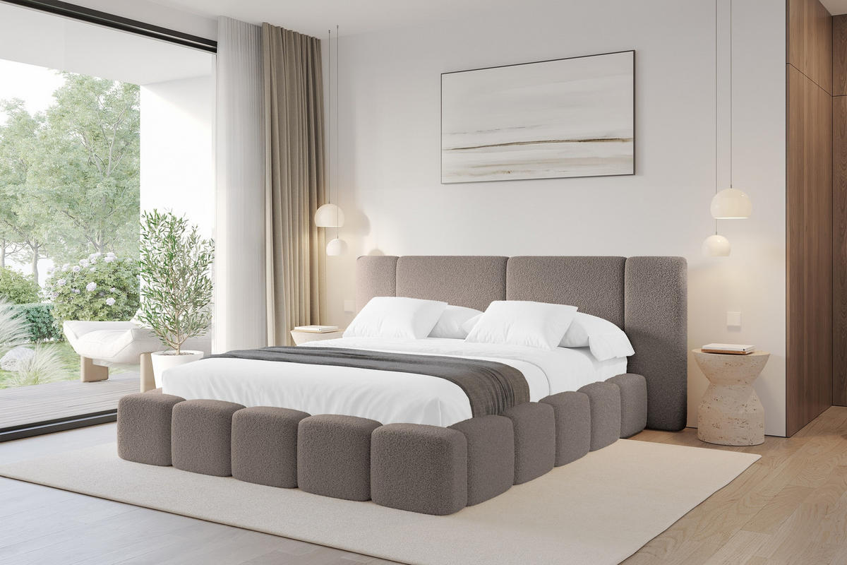 POLSTERBETT mit Bettkasten und Lattenrost, Bett mit Matratze H3/H4 - NILO 140x200 Braun - Braun, Holzwerkstoff/Textil (140/200cm) - ALTDECOR