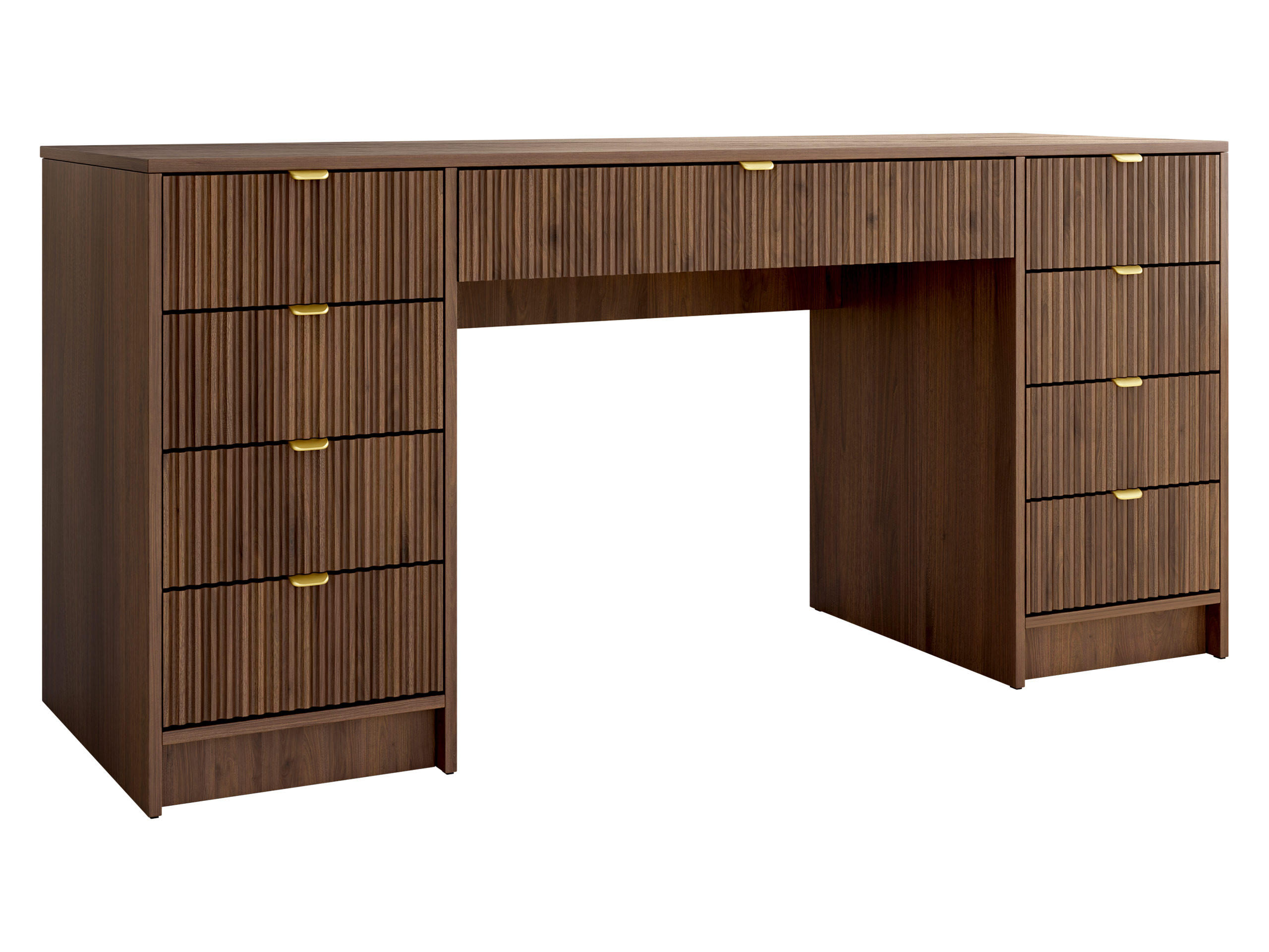 SCHREIBTISCH Tireno Bis - Goldfarben/Nussbaumfarben, Holzwerkstoff/Metall (55/154/76cm) - MIRJAN24