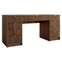 SCHREIBTISCH Tireno Bis - Goldfarben/Nussbaumfarben, Holzwerkstoff/Metall (55/154/76cm) - MIRJAN24