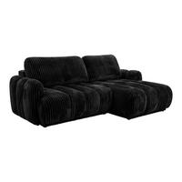 ECKSOFA CAMILO mit Schlaffunktion, Schwarz - Schwarz, Textil (220/150cm) - Fedve