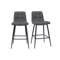 BARHOCKER Grauer Stoff Metall H65 cm 2er-Set ESCAPE - Dunkelgrau, Textil (54/93/43cm) - Miliboo