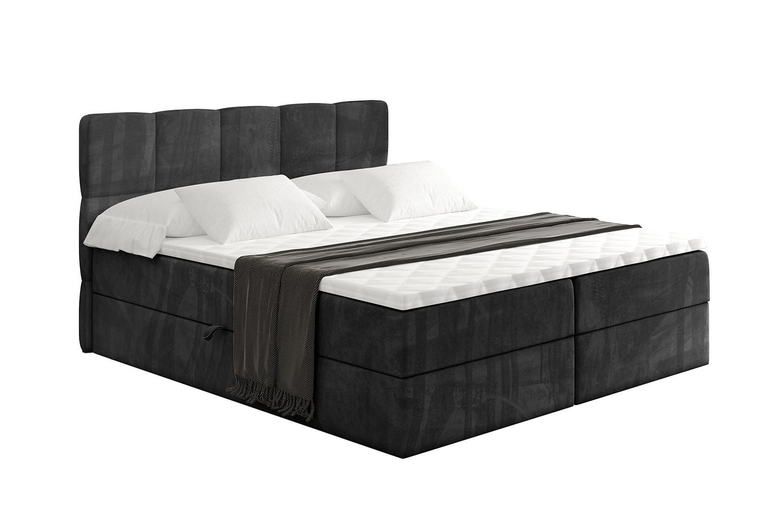 BOXBETT mit Matratze H4 und Lattenrost - LIRO - 120x200 - Schwarz Casablanca - Schwarz, Holzwerkstoff/Kunststoff (120/200cm) - ALTDECOR