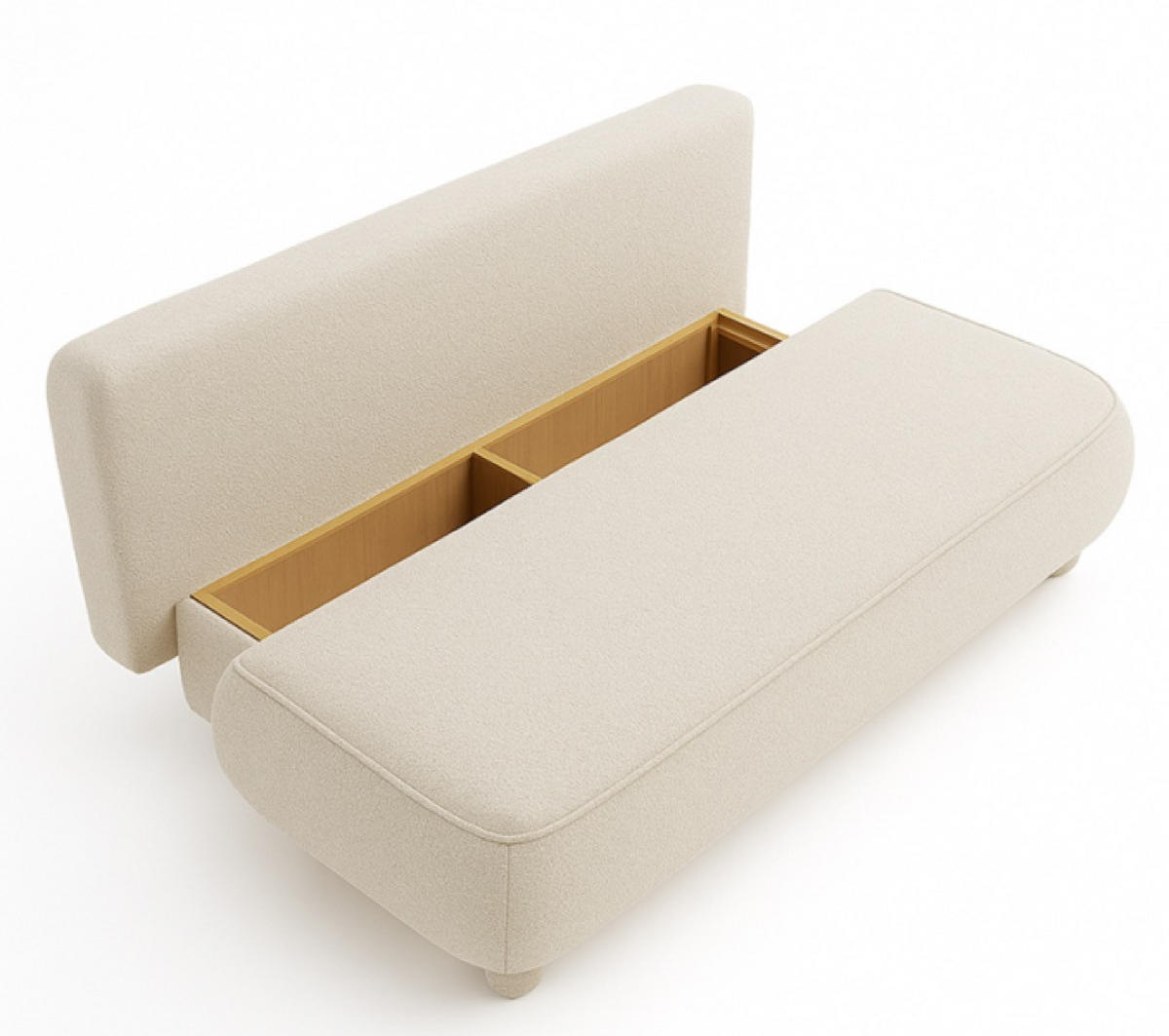 SITZSOFA Creme MAJA Mit Schlaffunktion Boucle - Ecru, Textil (206/96/96cm) - Sepro Meble
