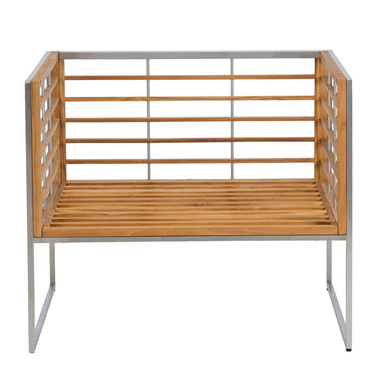 GARTENSESSEL - Webstoff / Teak massiv - Hellgrau, Holz/Textil (83/74/70cm) - home24