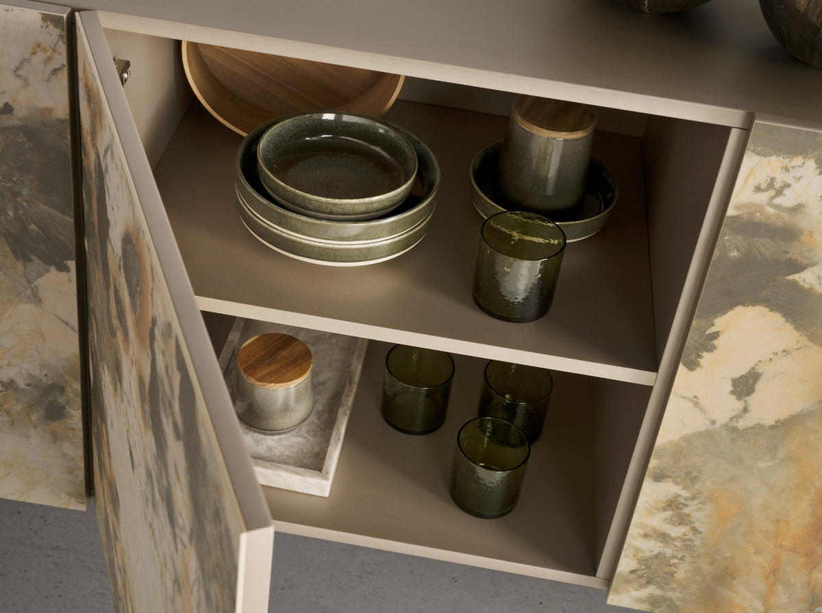 SIDEBOARD Metallische Anrichte aus taupefarbenem Holz 180/50/80 cm - Beige, Holzwerkstoff (180/80/50cm) - ANGEL CERDA