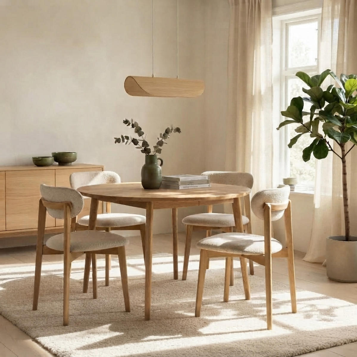 ESSTISCH BO D108 + 2 Verlängerungen, natürliches Ölwachs - Beige, Holz (108/108/75cm) - WOODEK