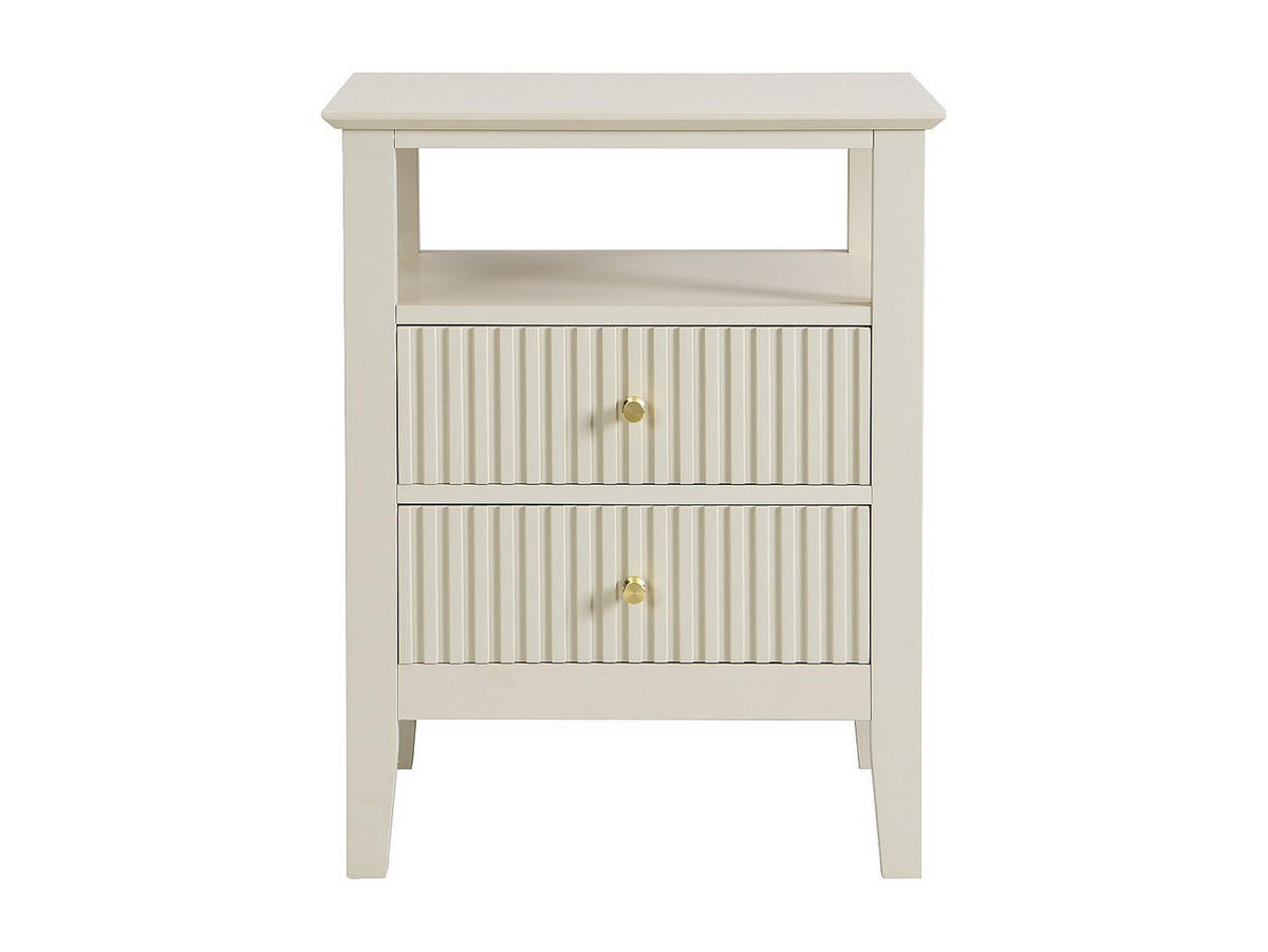 NACHTTISCH 2 Schubladen & 1 Ablage – MDF – Beige – NIRIVA - Beige, Holz (35/62/48cm) - Vente-Unique