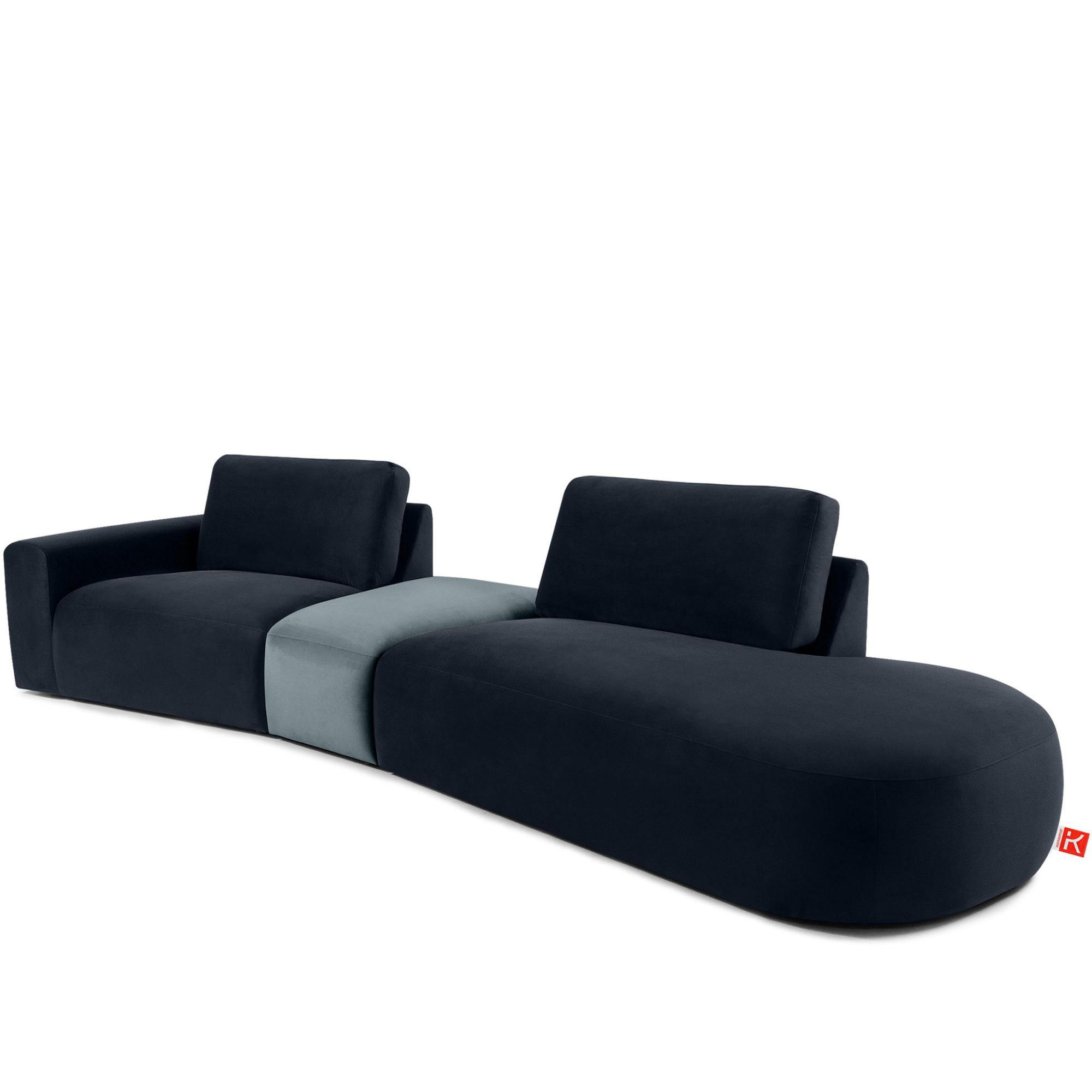 4-SITZER ECKSOFA ZUCCO Velour rechts, Marineblau - Blau, Textil (350/84/105cm) - KONSIMO®