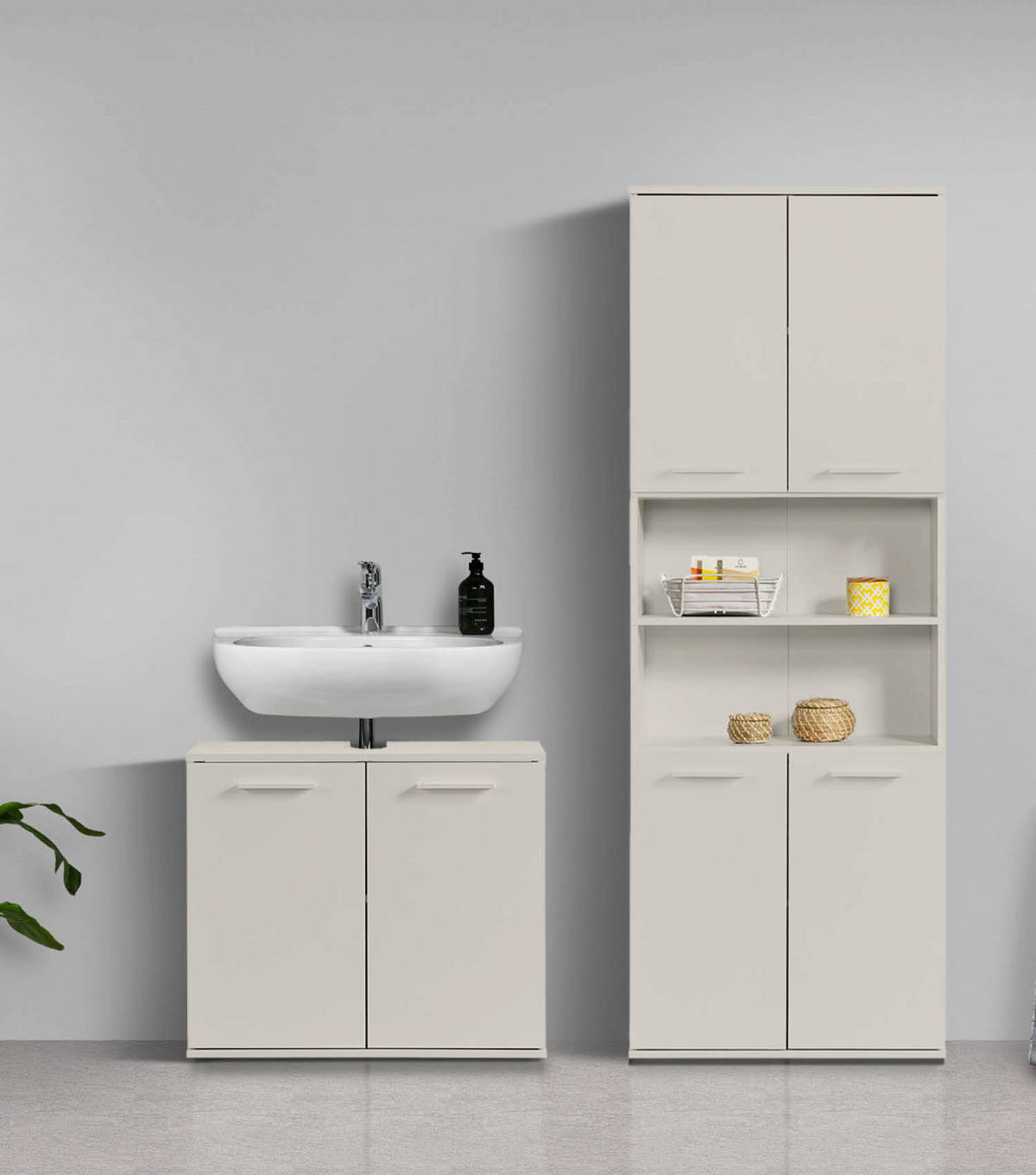 BADMÖBEL-SET 2-teilig Der Steuermann - Beige, Holzwerkstoff (135/180/34cm) - Mokebo