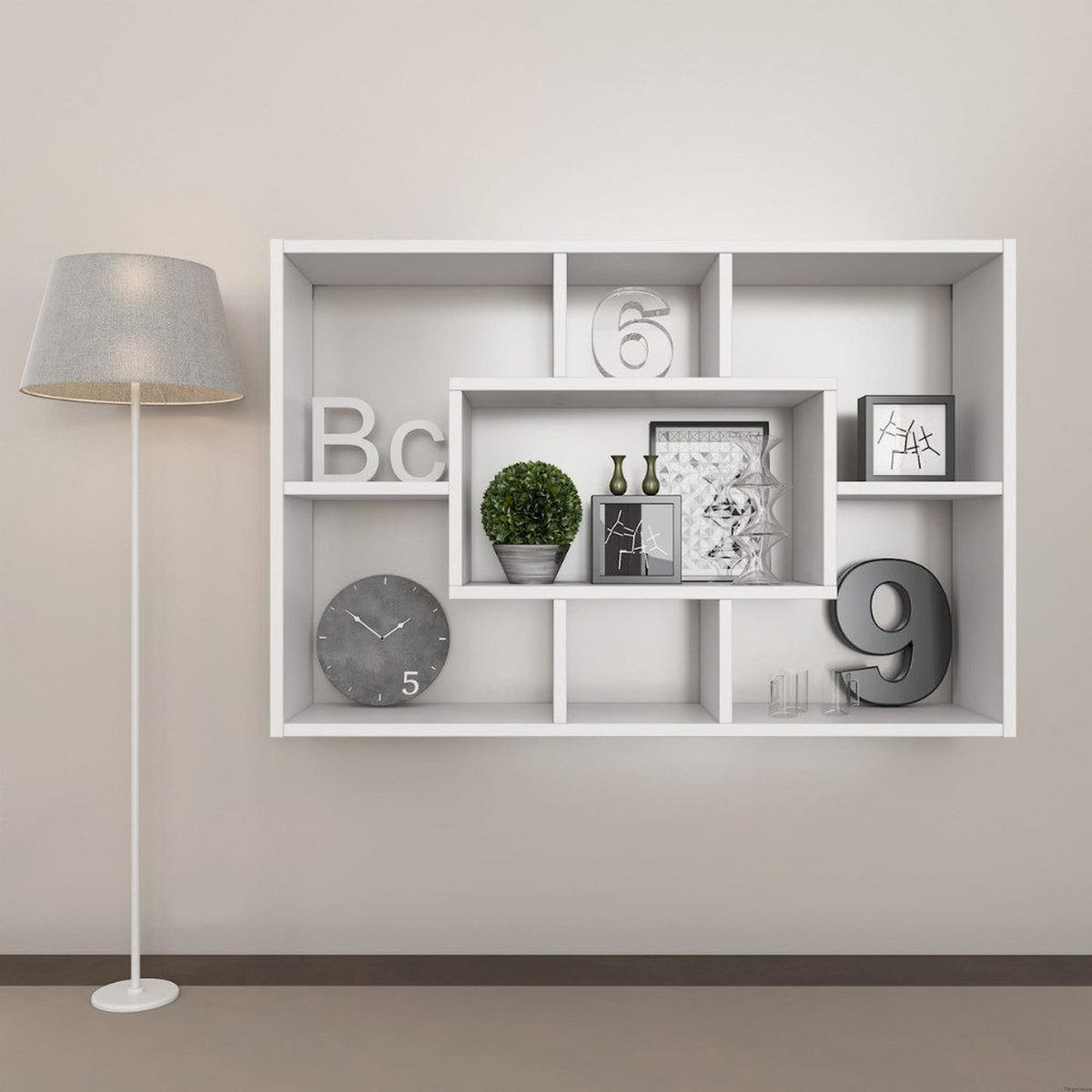 SCHWEBEBOARD WEISS 90x60 - Weiß, Holzwerkstoff (60/90/20cm) - Target Home