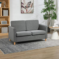SOFA Zweisitzer Couch Doppelsofamit Kissen Leinen Grau - Hellgrau, Textil (70/78/141cm) - HOMCOM