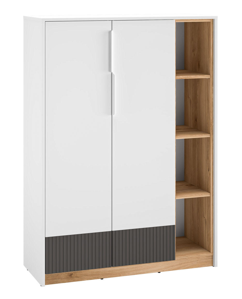 HIGHBOARD Torino Weiß / Eiche Castello / Graphit 101 / 40 / 140cm - Weiß, Holz/Holzwerkstoff (101/140/40cm) - Feldmann-Wohnen