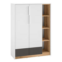 HIGHBOARD Torino Weiß / Eiche Castello / Graphit 101 / 40 / 140cm - Weiß, Holz/Holzwerkstoff (101/140/40cm) - Feldmann-Wohnen