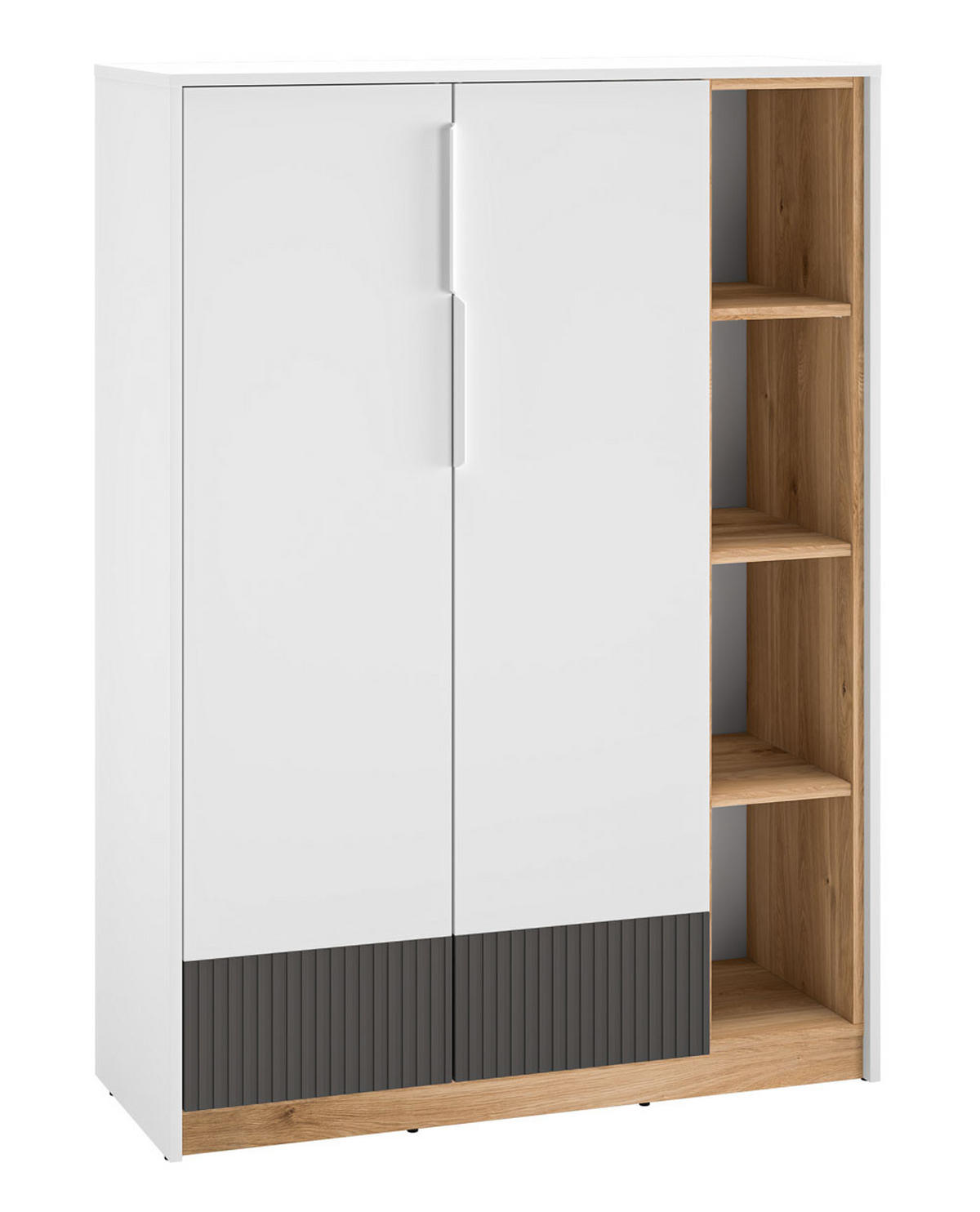 HIGHBOARD Torino Weiß / Eiche Castello / Graphit 101 / 40 / 140cm - Weiß, Holz/Holzwerkstoff (101/140/40cm) - Feldmann-Wohnen