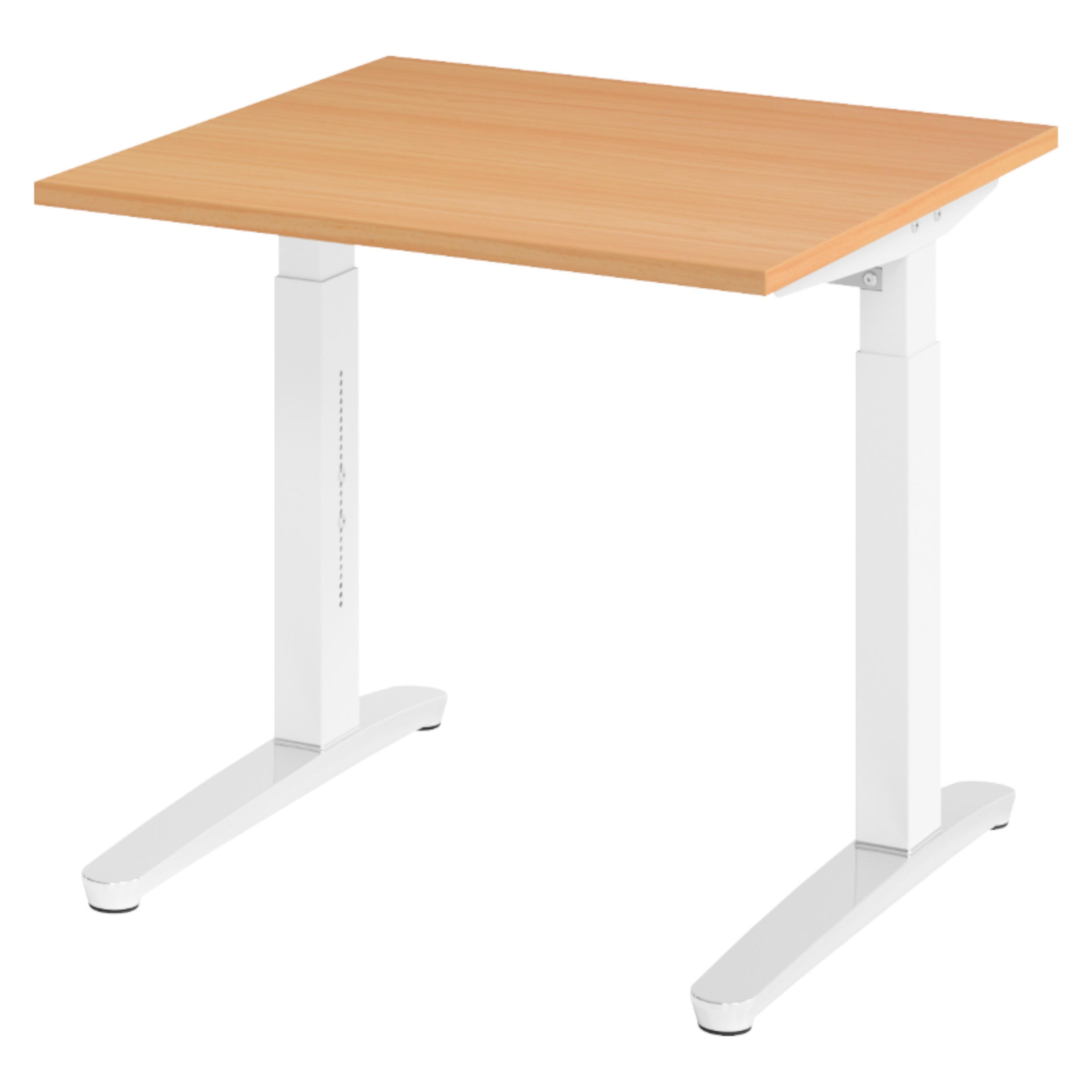 bümö Schreibtisch Buche, Weiß, Silber 80x74x80 cm