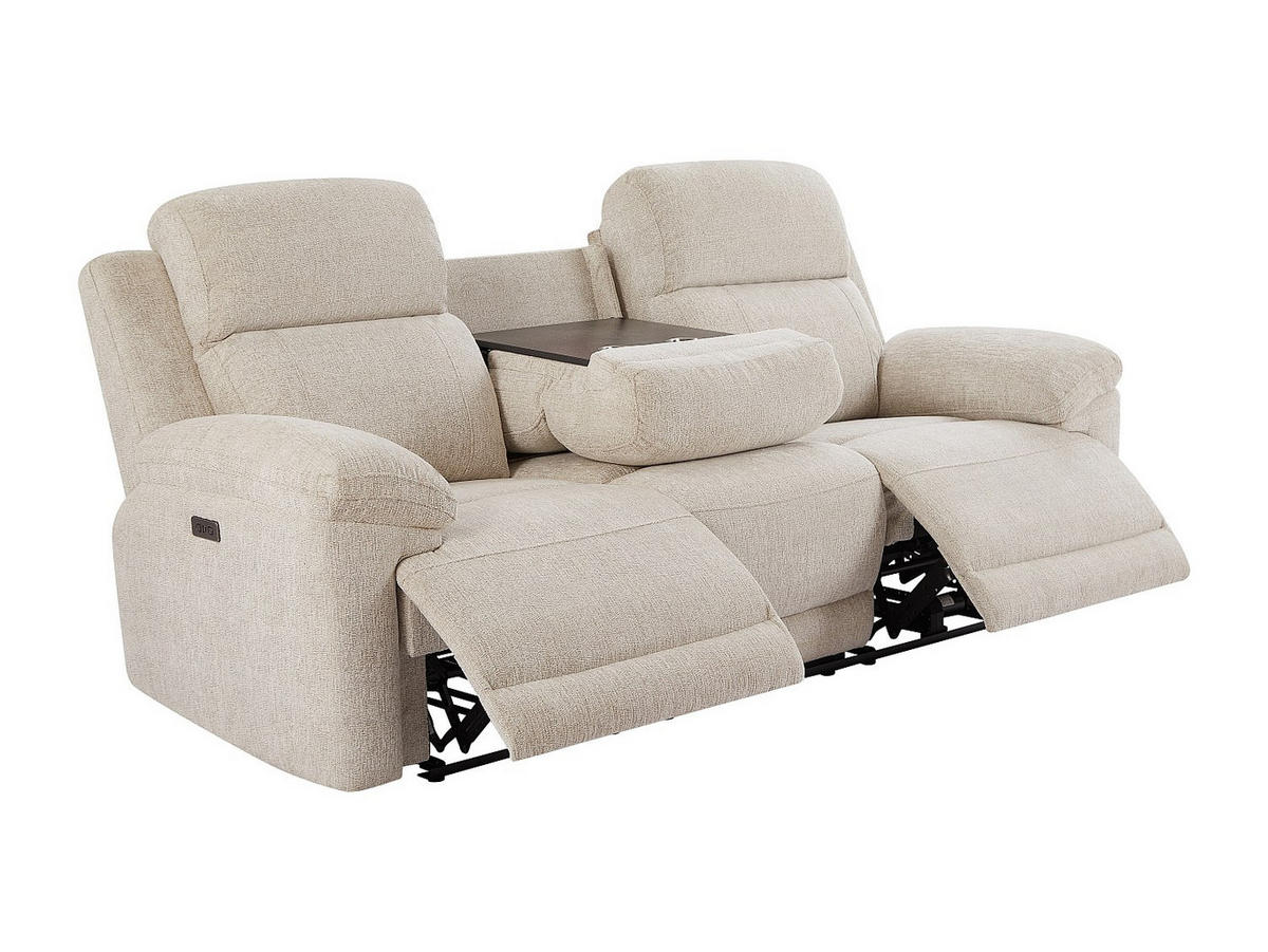 SOFAGARNITUR mit Relaxfunktion - 4 -Sitzer - Polyester - beige - KELUNO - Beige, Textil (228/104/98cm) - Vente-Unique