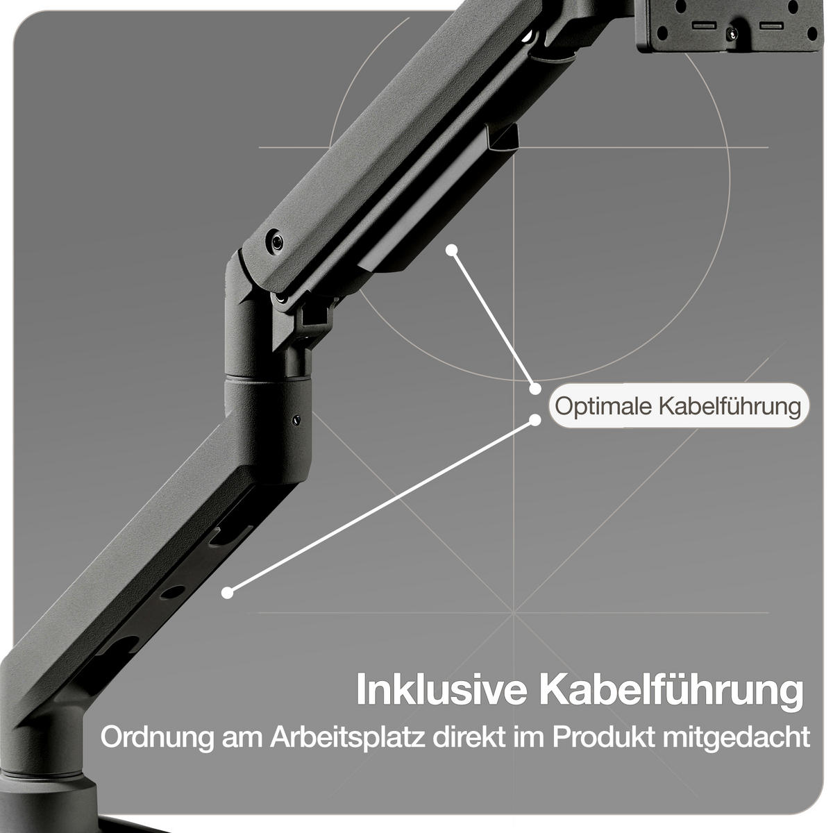 MONITORARM Doppel-Monitorarm in schwarz mit Gasfeder für 2 Monitore 17–35 Zoll bis je 20kg / Schwarz - Schwarz, Metall (25/50/13cm) - ASSMANN