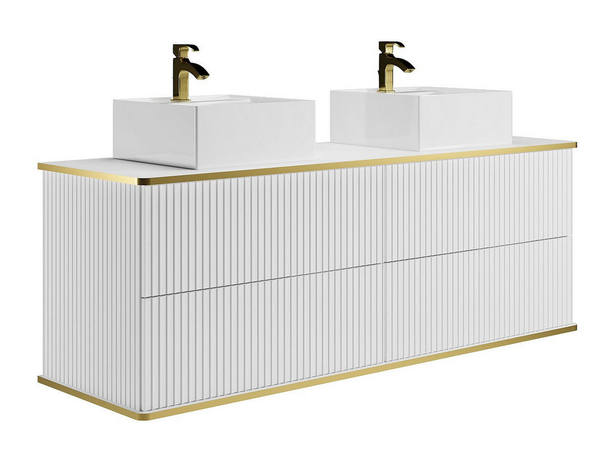 DOPPELWASCHTISCH - 150 cm x 47 cm - Holz, Platte - Weiß - KELIZA - Weiß, Holz (150/54/47cm) - Vente-Unique