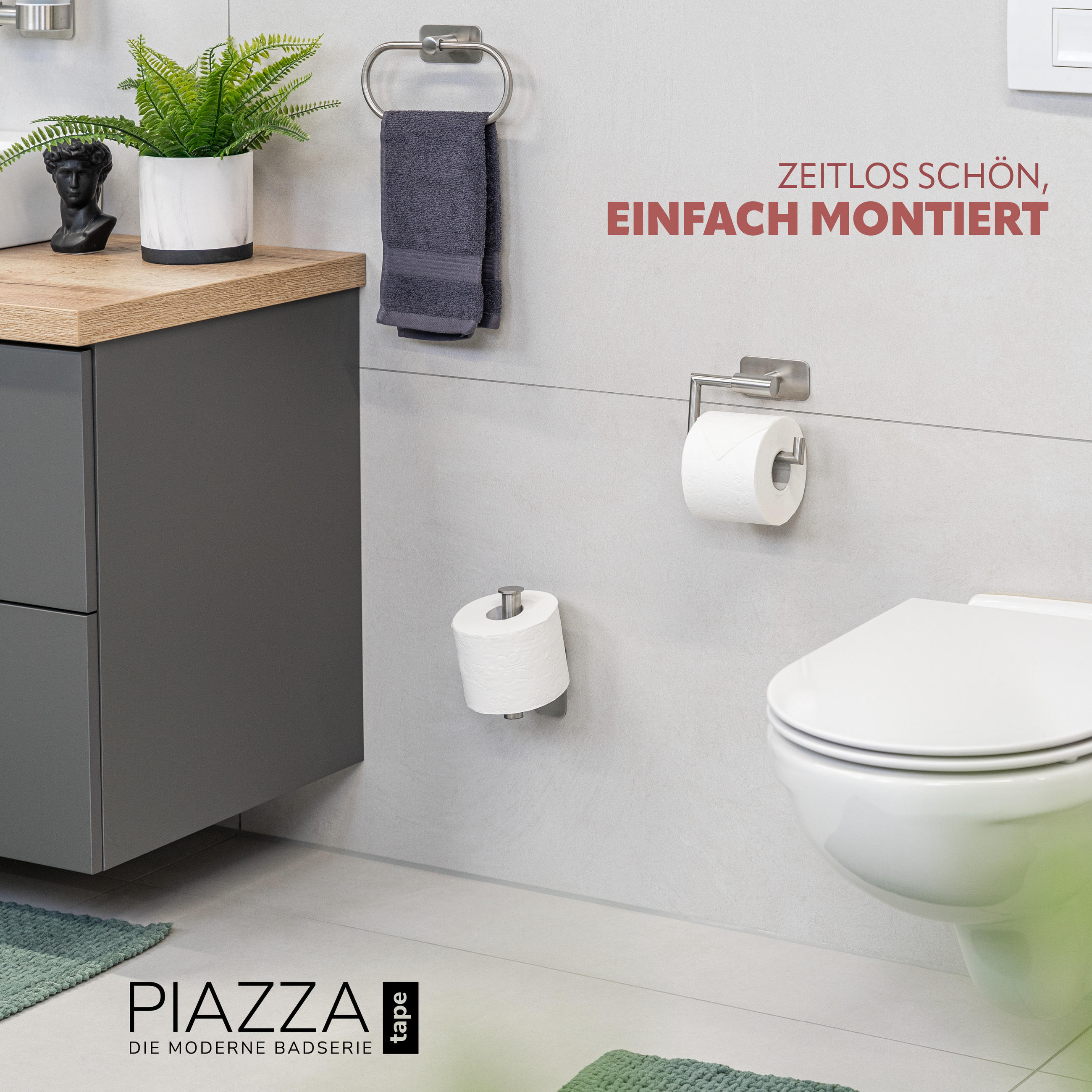 TOILETTENPAPIERHALTER PIAZZA TAPE, Edelstahl, matt - Edelstahlfarben, Metall (15/10.5/5.5cm) - bremermann