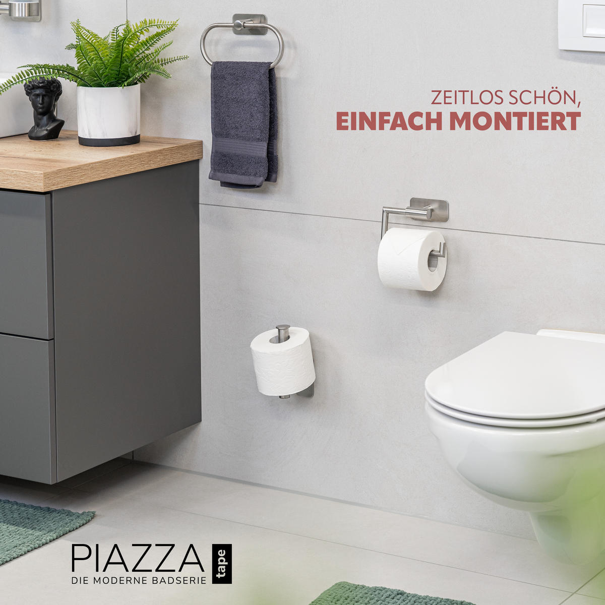 TOILETTENPAPIERHALTER PIAZZA TAPE, Edelstahl, matt - Edelstahlfarben, Metall (15/10.5/5.5cm) - bremermann
