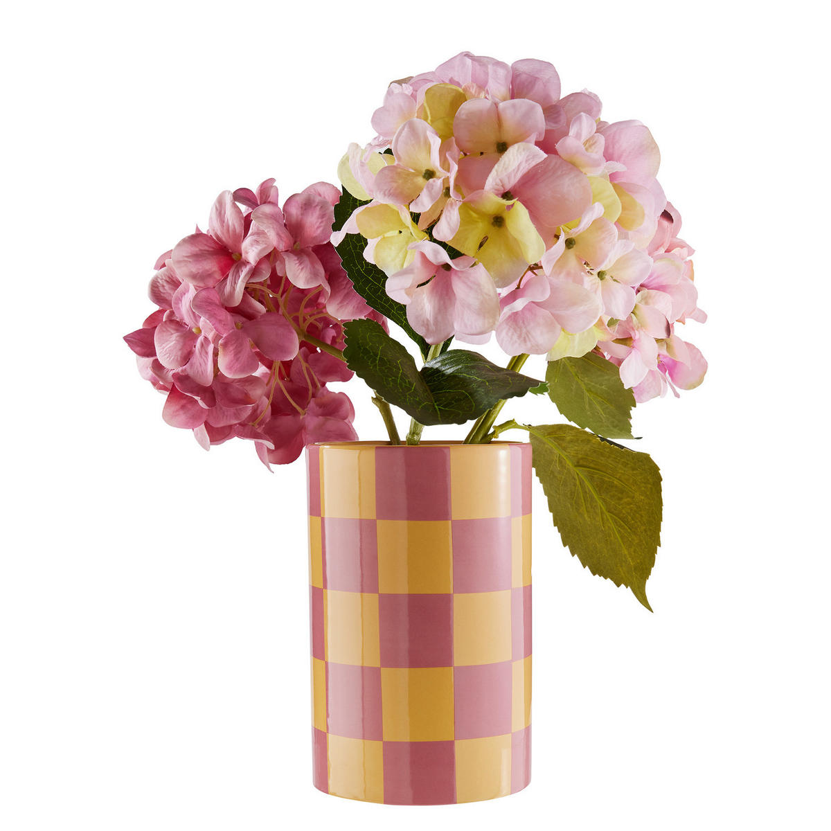 VASE Checker Ø20cm - Gelb/Rot, Stein (22cm) - Butlers